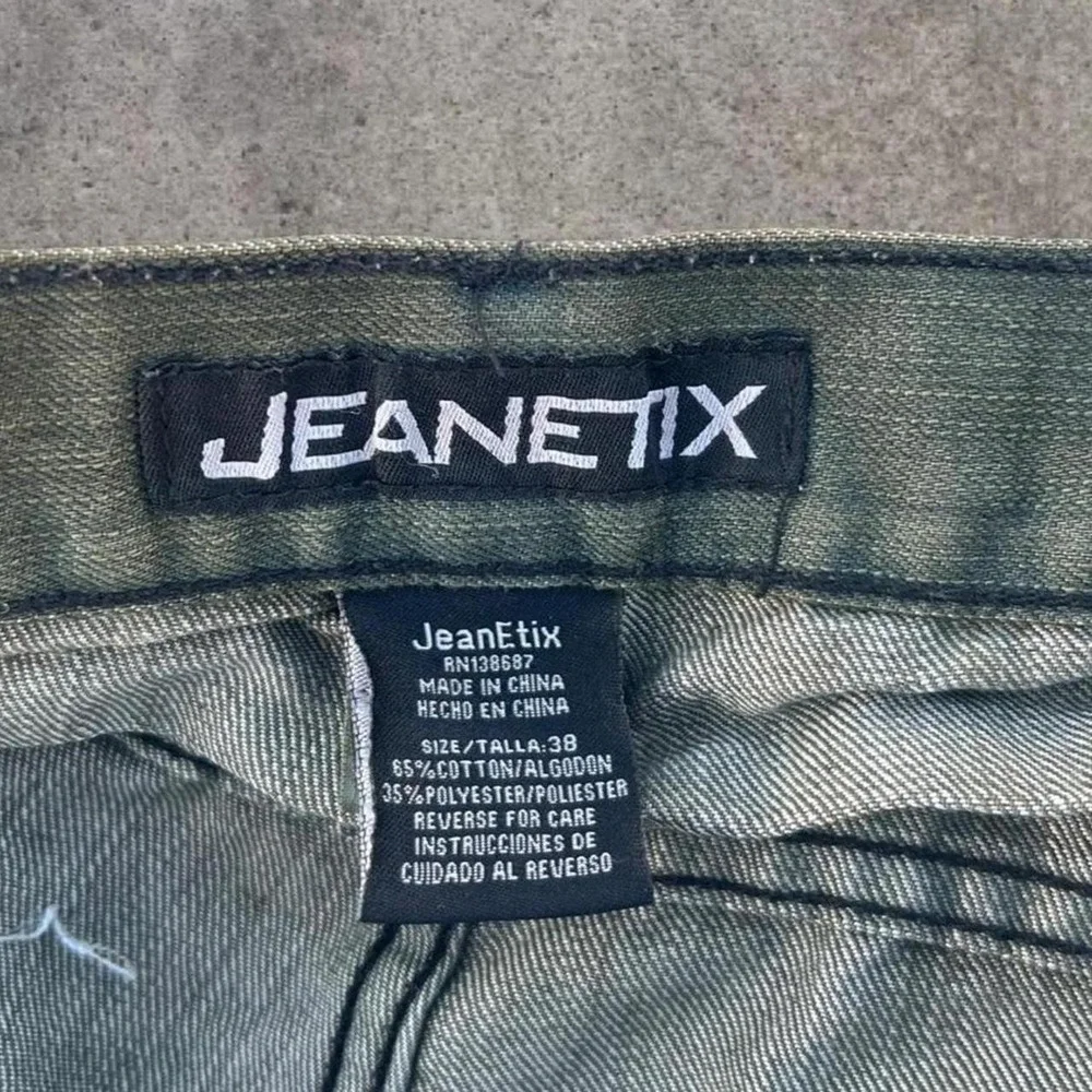 Vtg Style 2000s Jeanetix Y2K Faded Acid Wash Green Mens Baggy Jeans 38x26
